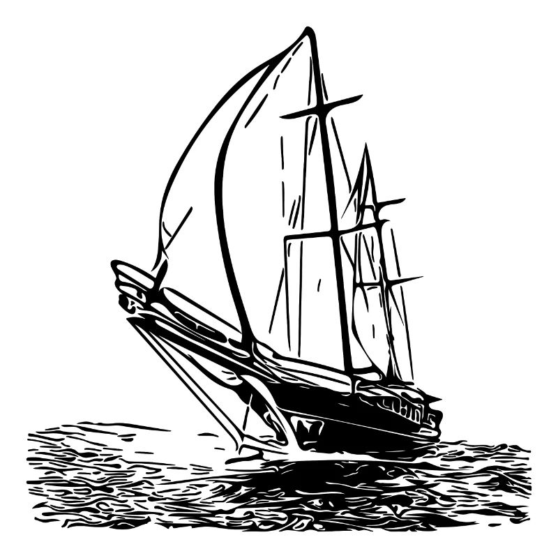 Sleek sailing ship with sails