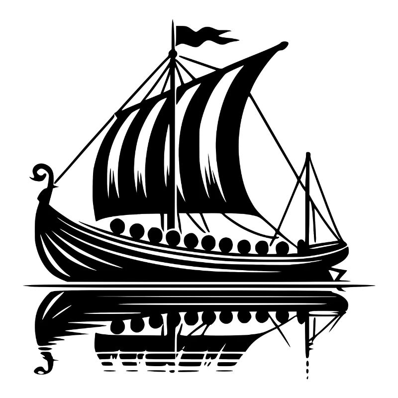 Starkes Wikinger Drachenboot mit Segel