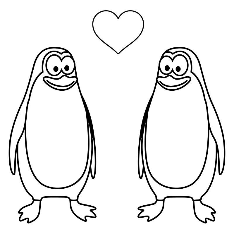 Pinguin Comic Paar Liebe