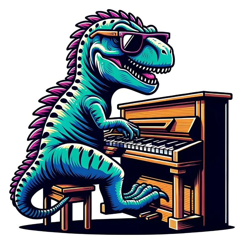 Conception de mélomane de pianiste de dinosaure
