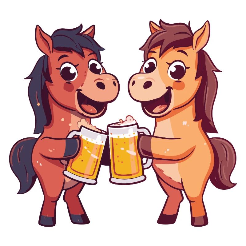Pferd Comic Tier Bier Lustig Saufen
