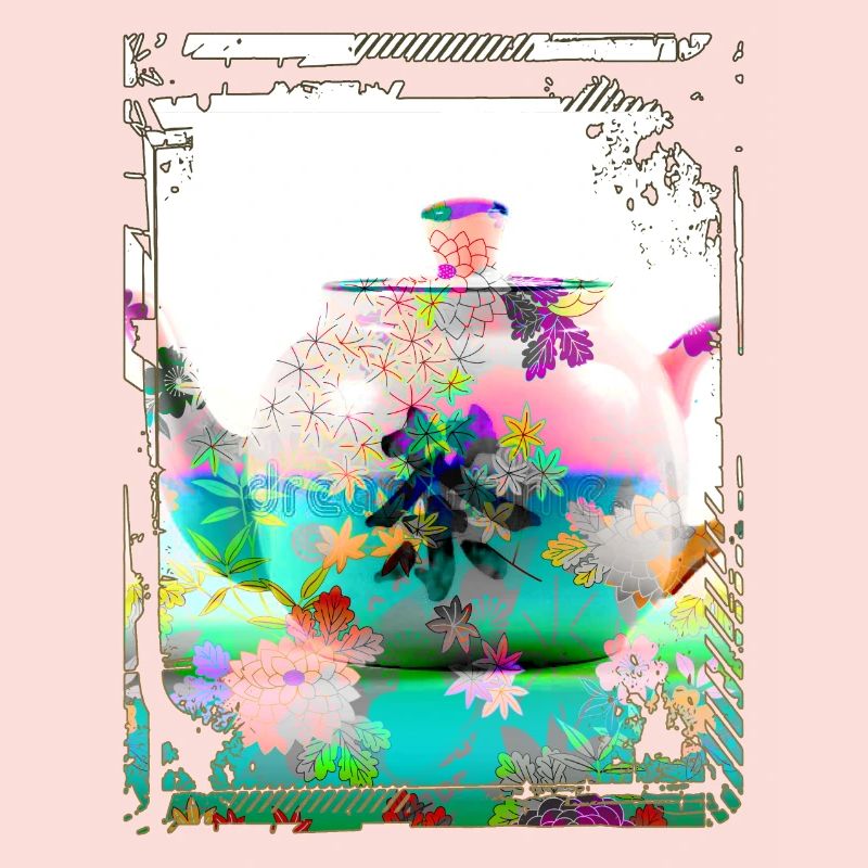 Japan Tea Pot Floral Pattern Chrysanthemum Cherry