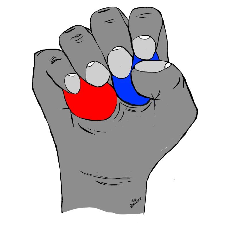 Red and blue testicles.