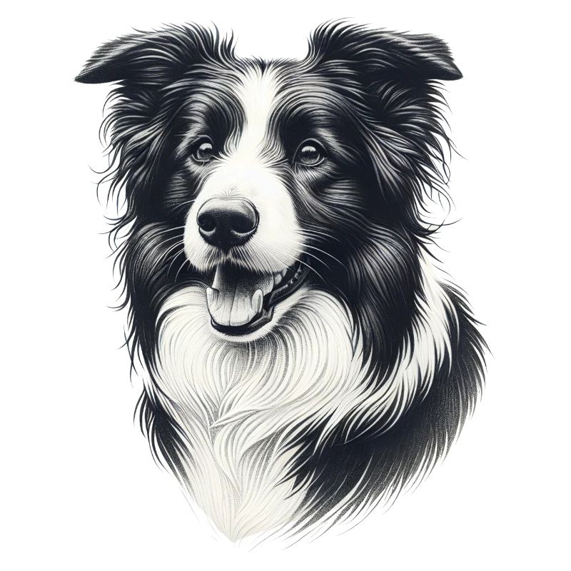 Border Collie Chien Mignon Noir Blanc
