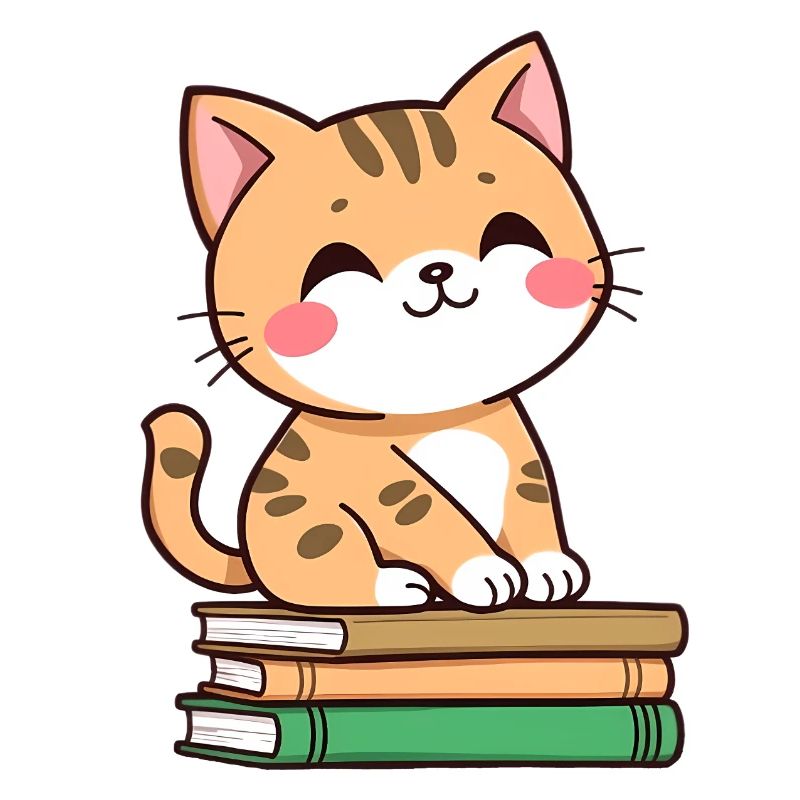 Katze mit Büchern