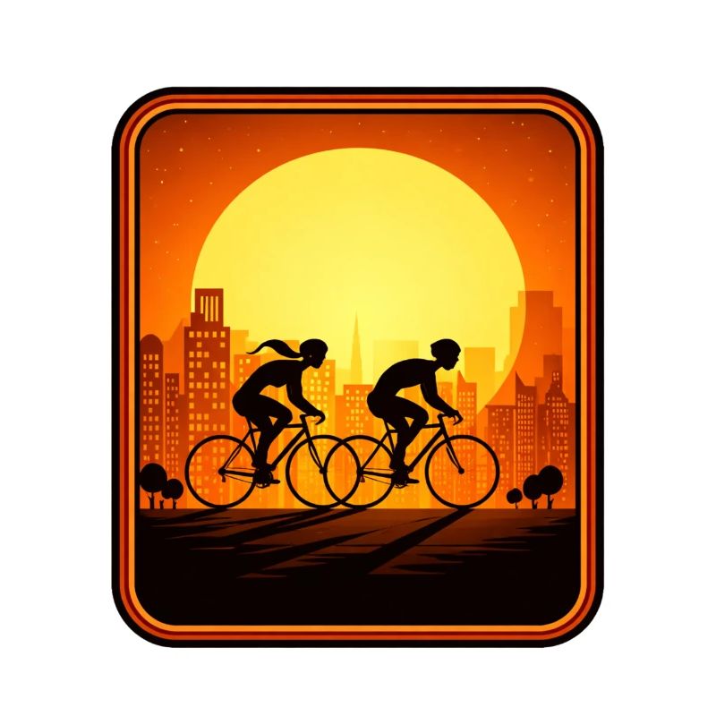 cyclists sunset