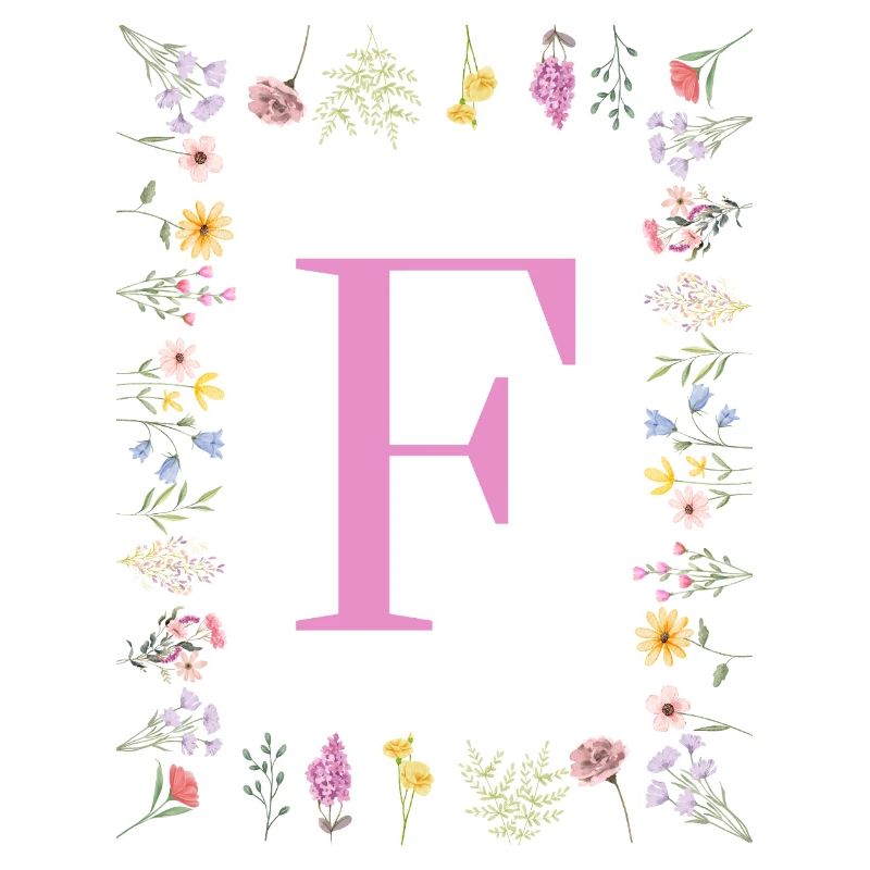 Florale Initialen "F", Buchstaben Monogramm 