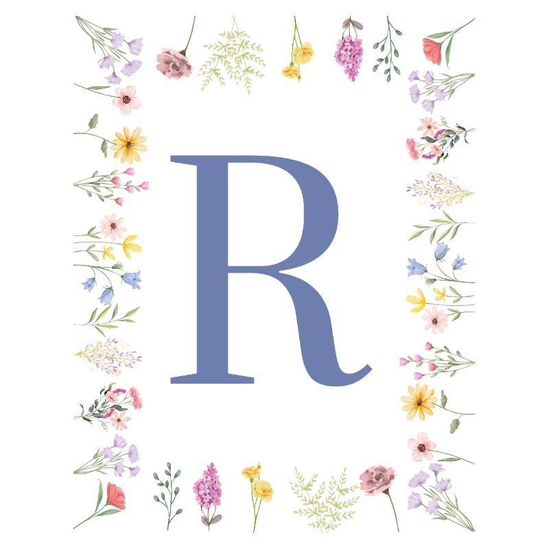 Floral Initials "R", Letters Monogram