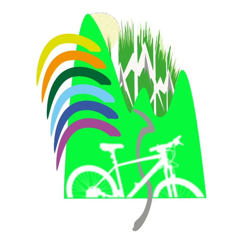 Cycle path mountains rainbow