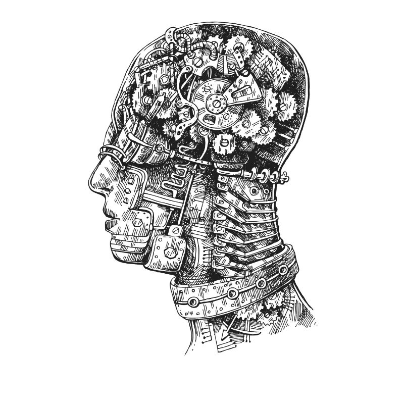 Steampunk Head CrossSection Mechanical Gears Bust