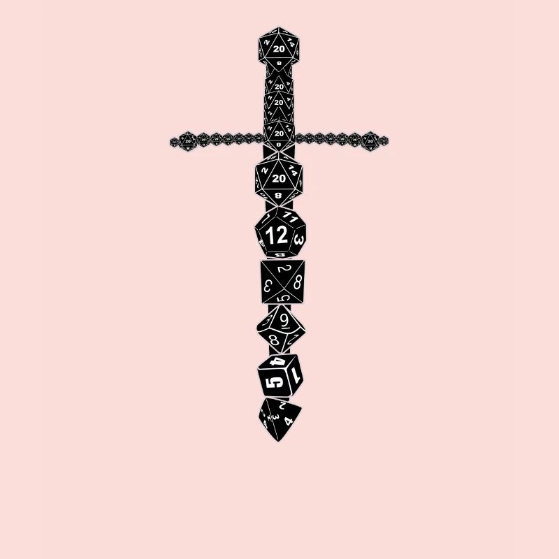 RPG D20 Cube Dice Dice Magic Sword Black