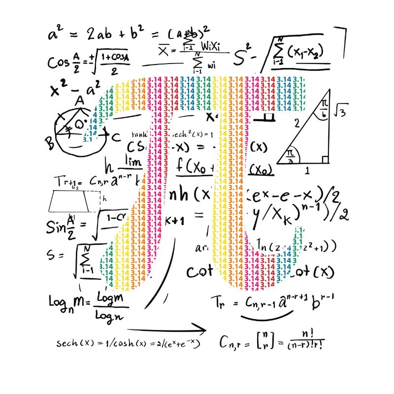 Pi Day Gift 3.14 Pi symbol with Math Equations