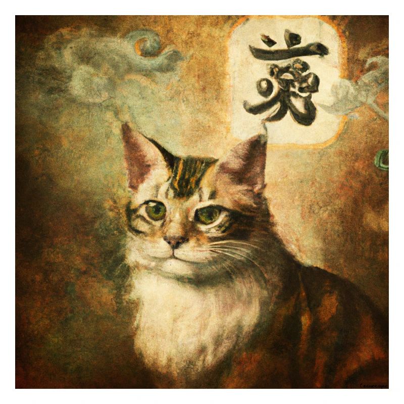 Cat with Chinese characters, Baroque 2