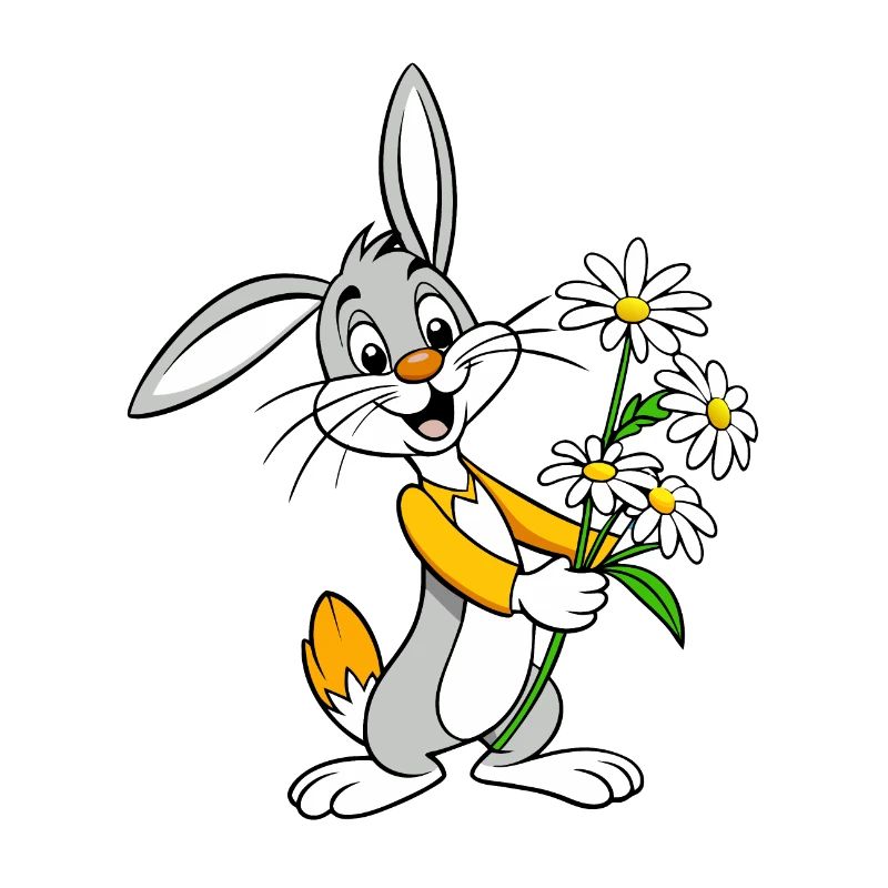 Jackrabbit jubilant avec Bouquet de camomille