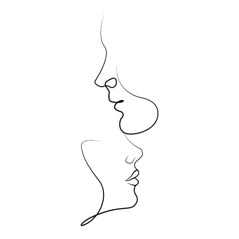 Dessin au trait visages de couples