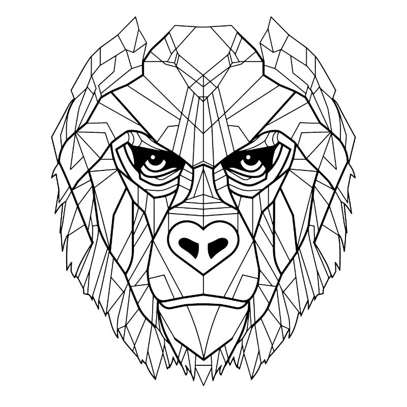 Geometric Gorilla Portrait: Angular Artistry