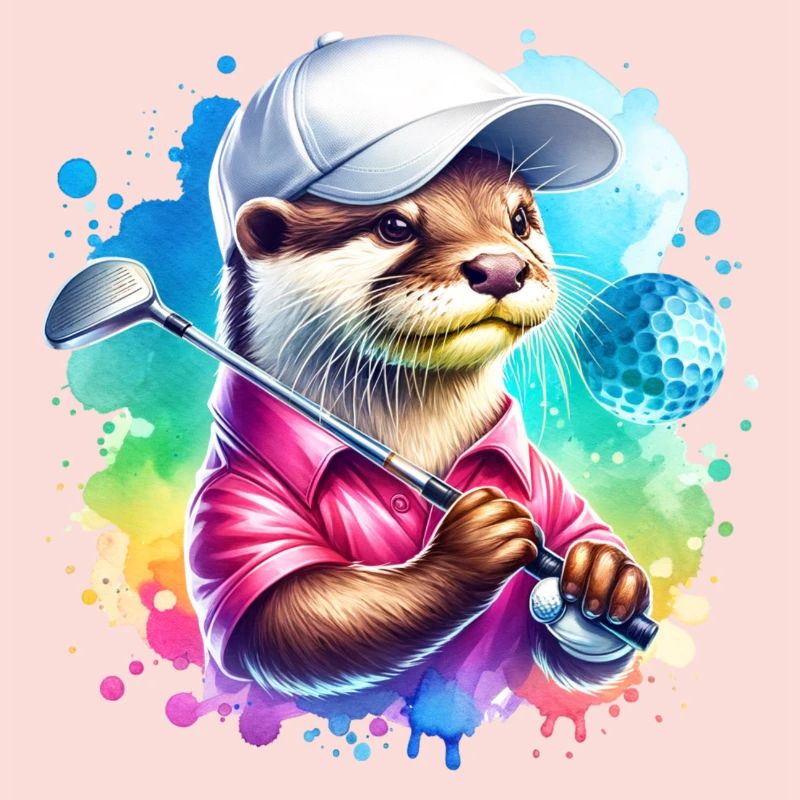 Funny Otter Golfer Golfing