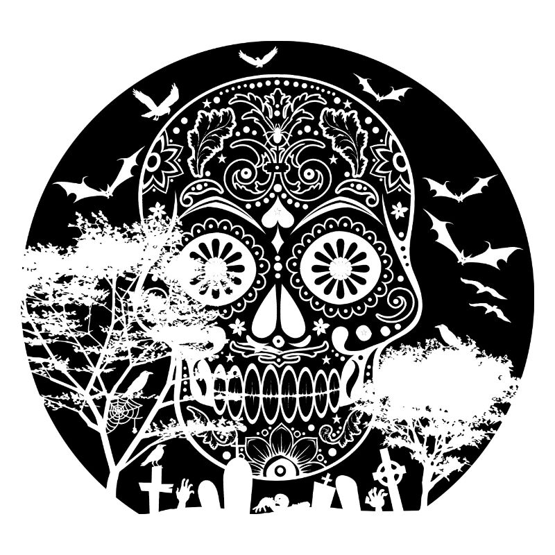 Happy Halloween Sugar Skull Graveyard Full Moon 3