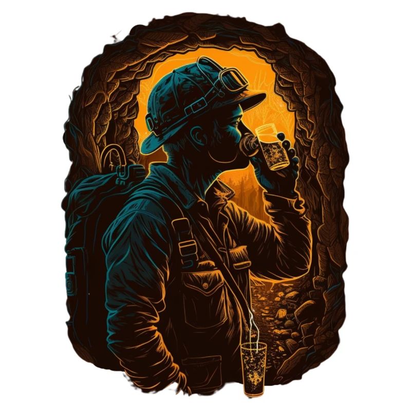 Mining buddy drinks his beer underground