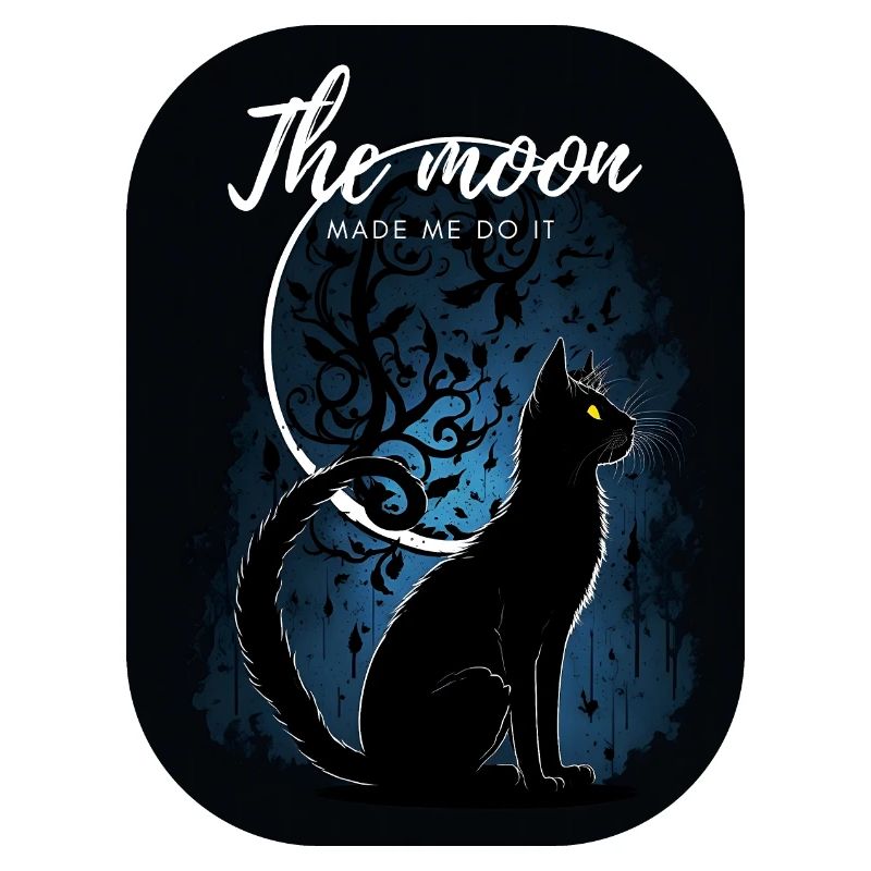 Chat noir avec la lune