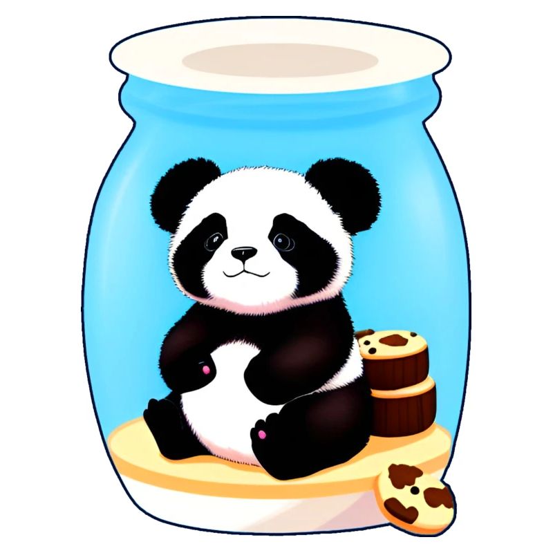Cute little panda bear with biscuits