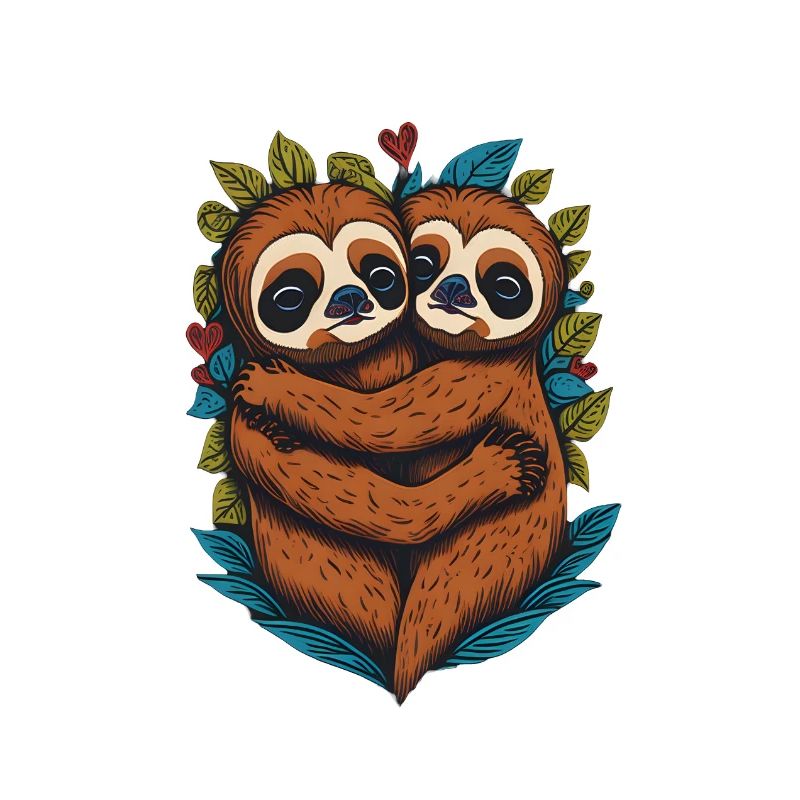 Romantic sloth couple