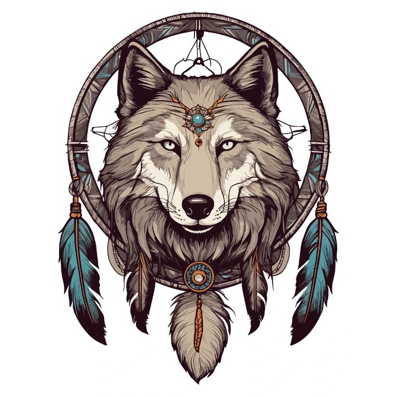Dream catcher with wolf