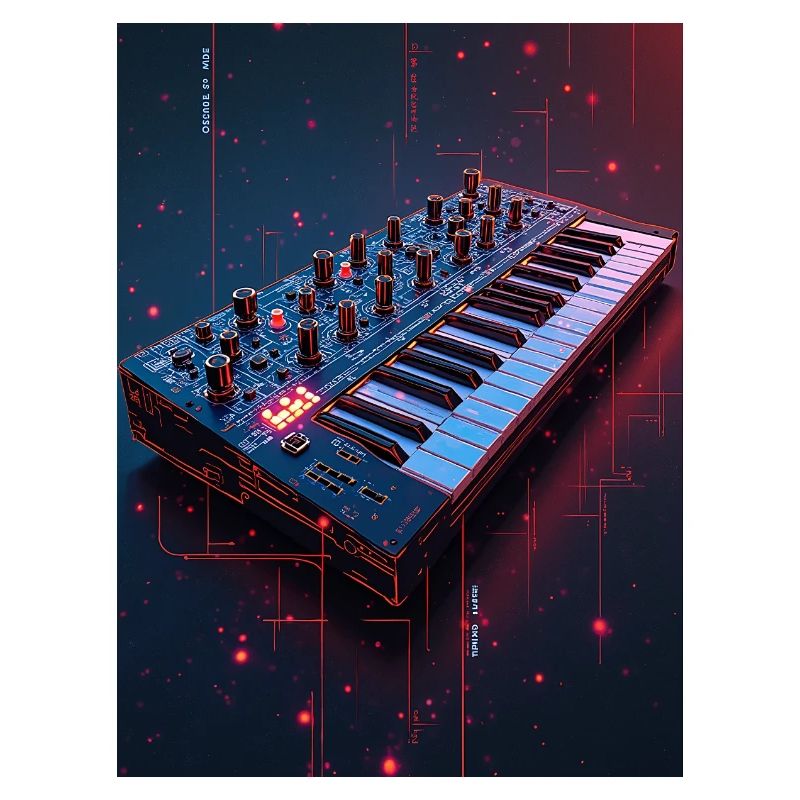 Futuristische Synthwave Musikkonsole