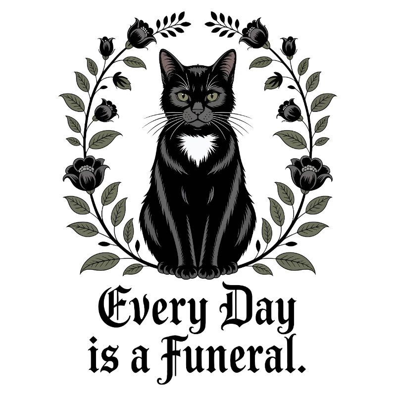 Chat noir élégant avec des fleurs