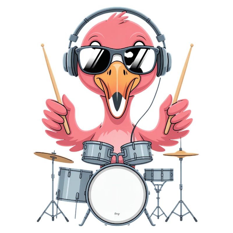Flamingo Schlagzeuger Mit Kopfhörern