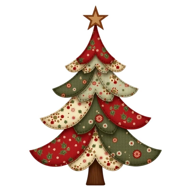 Vintage Patchwork Weihnachtsbaum – Gemütliches Qui