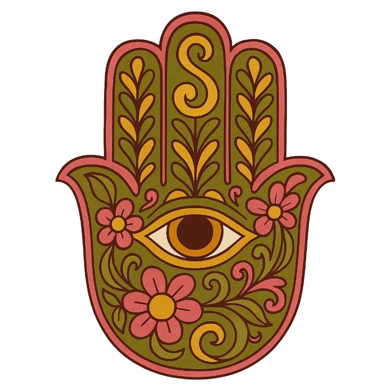 Hamsa oeil Floral Boho Artwork