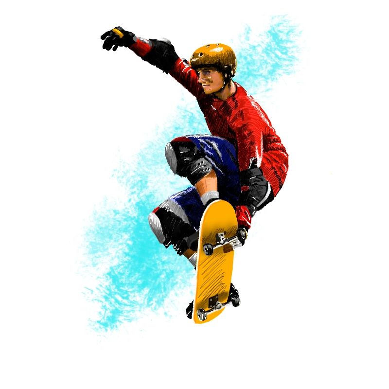 Skateboard Sprung Neon Splash