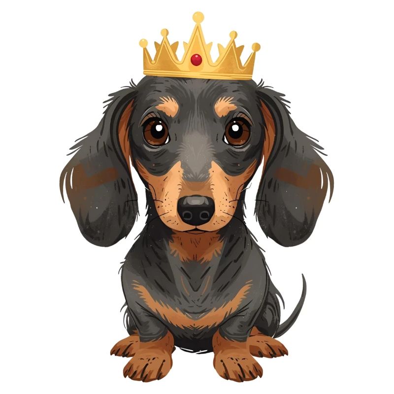 Petit teckel avec couronne design mignon