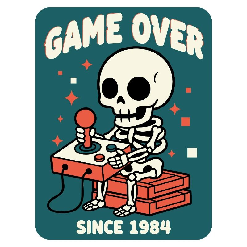 Game Over 1984 Retro Skeleton Arcade