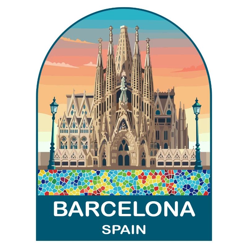 Affiche de voyage vintage de Barcelone, Espagne
