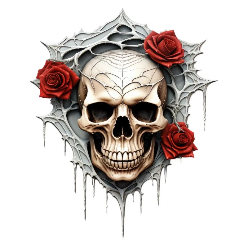Dunkle Gothic Totenkopf Rosen Blumenkunst Grafik Mode