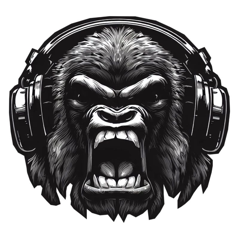 Gorilla DJ mit Kopfhörern