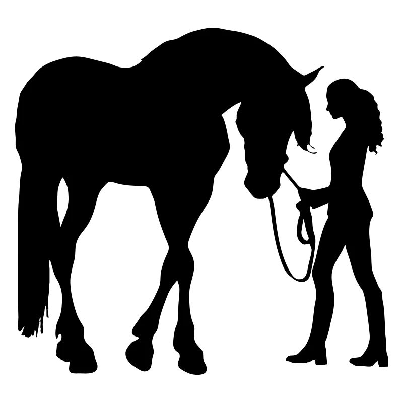 Femme Avec Silhouette De Cheval Confiance