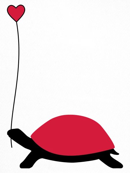 Turtle with heart balloon