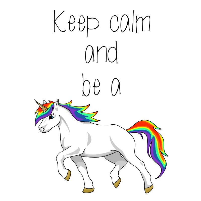 Ein Regenbogen laufendes Einhorn mit Spruch