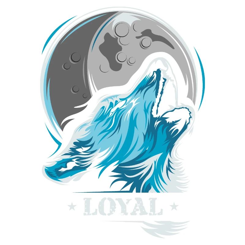 loyal wolf moon tee shirt wolves moon blue