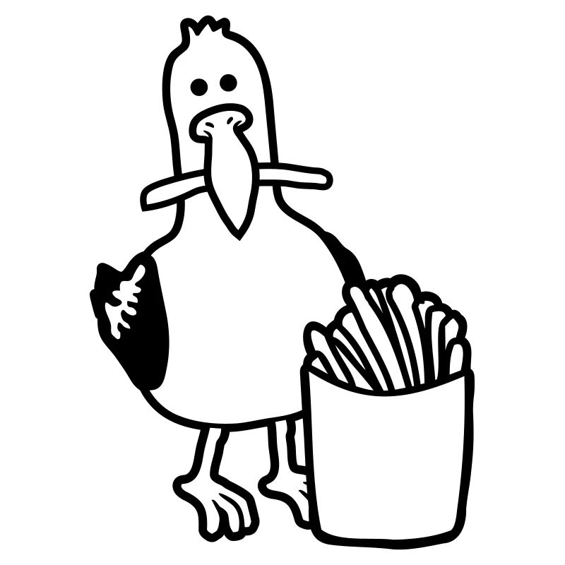 Frites volées mouette heureuse