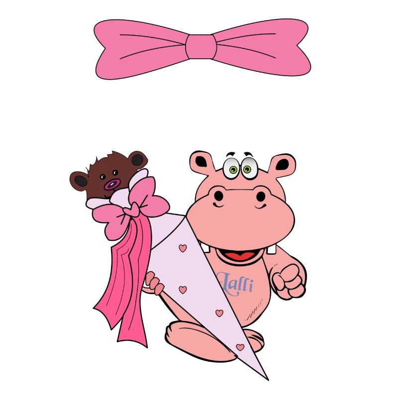 einschulung kind nilpferd hippo schule schulkind