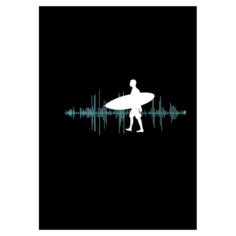 Surfer silhouette with sound wave layout