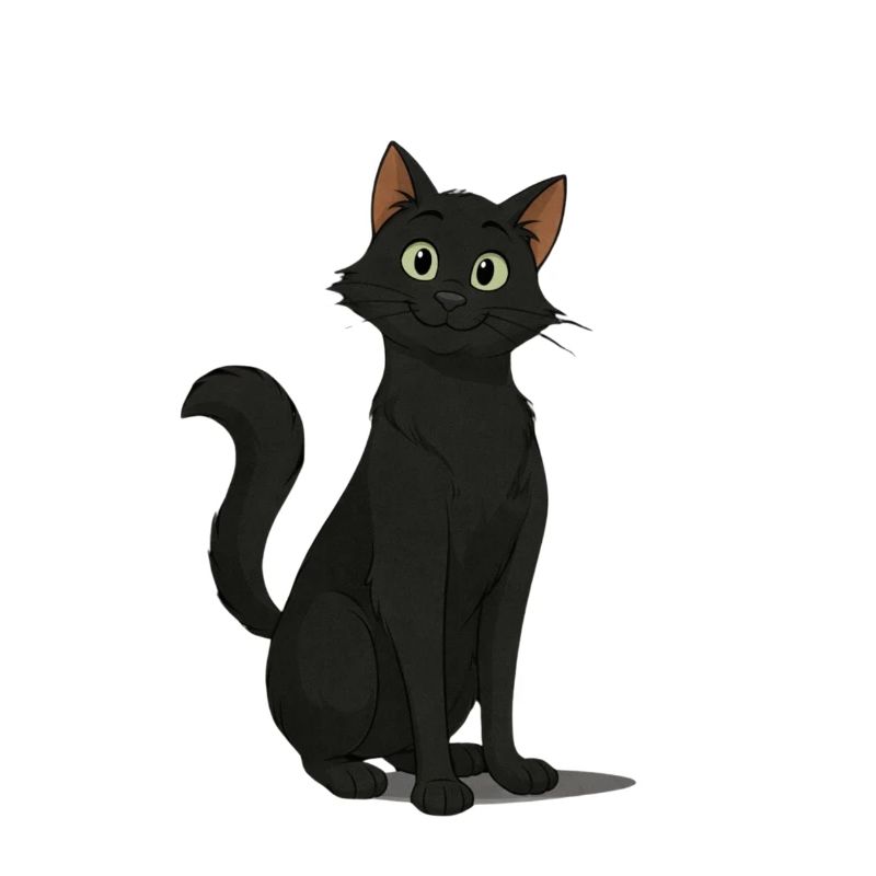 Mischievous Black Cat Illustration