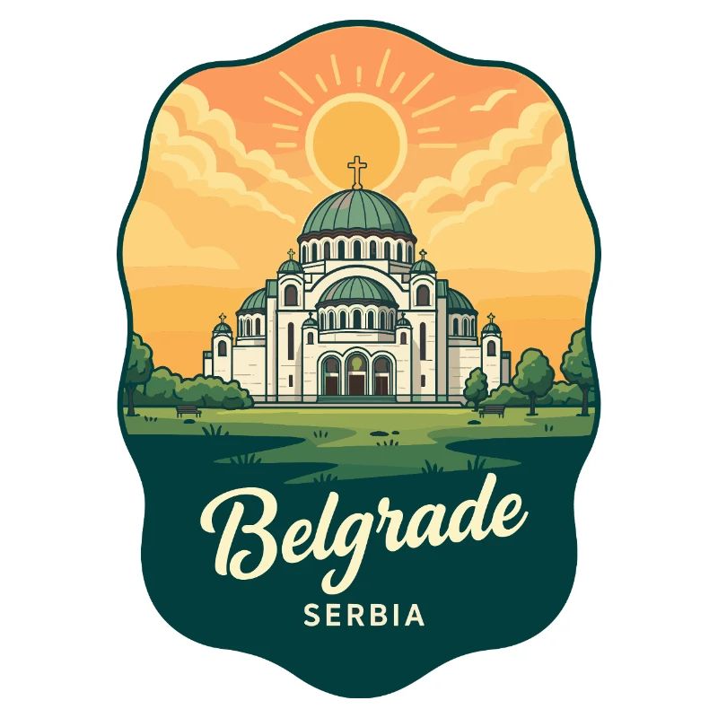 Belgrader Saint Sava Retro Sonnenuntergangs-Reiseabzeichen