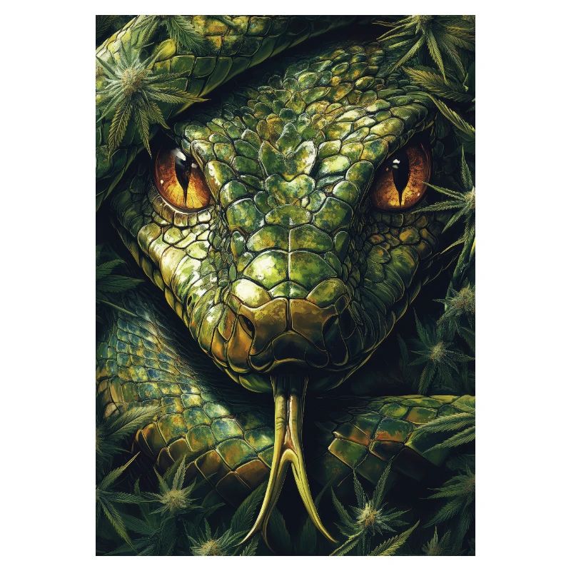 Œil de serpent avec motif de feuilles