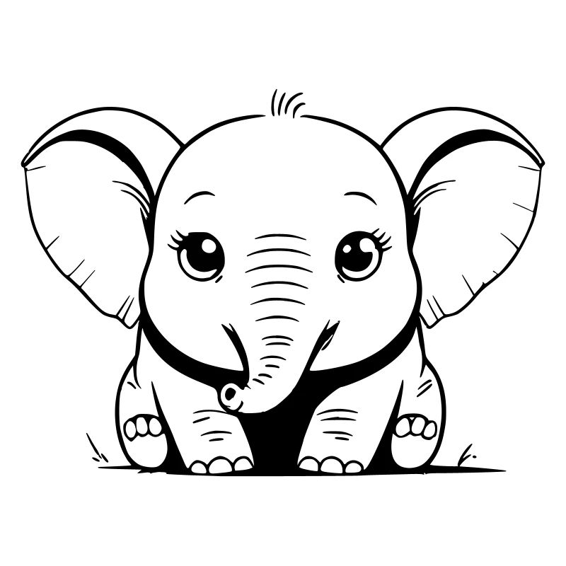 Cute Elephant Outline – Cute Animal Motif