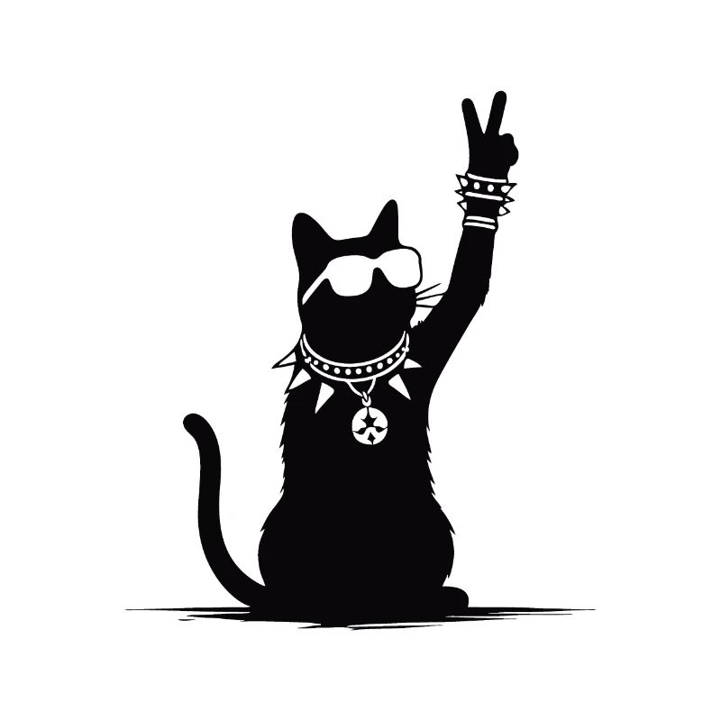 Chat à bascule avec signe de victoire